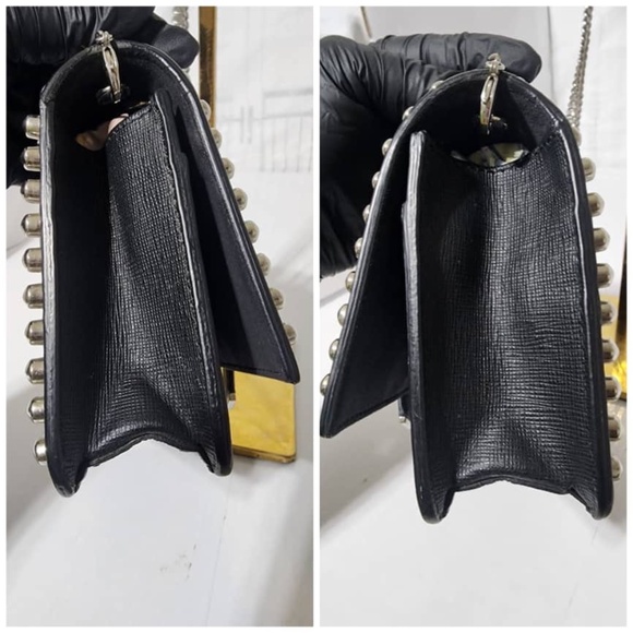 Authentic FENDI Vitello Elite Mink Fur Studded Karlito Tube Wallet on Chain Blac - Picture 7 of 14